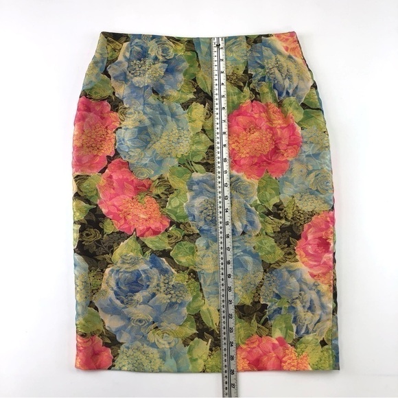 MONDI Vintage green rose jacquard floral print skirt Size 42 - Picture 3 of 13